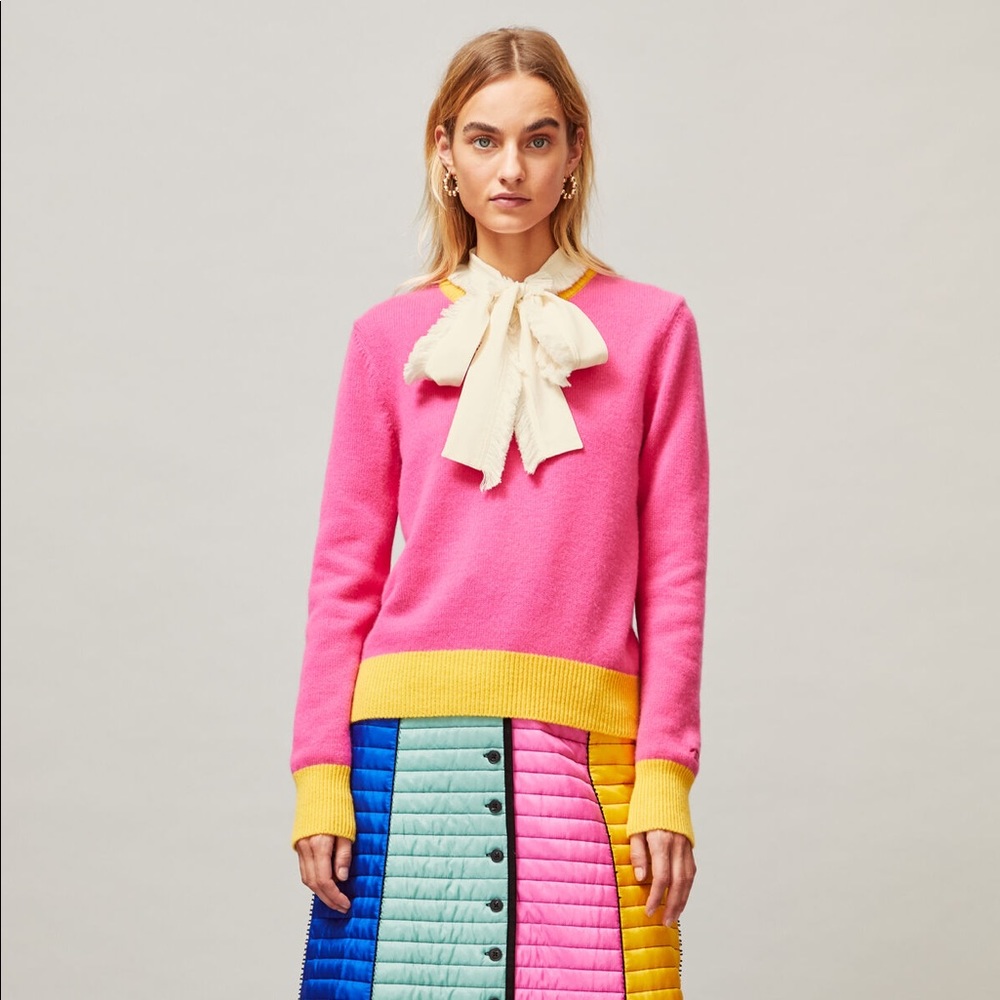 NWT Tory Burch Cashmere Color-block Sweater Pullover